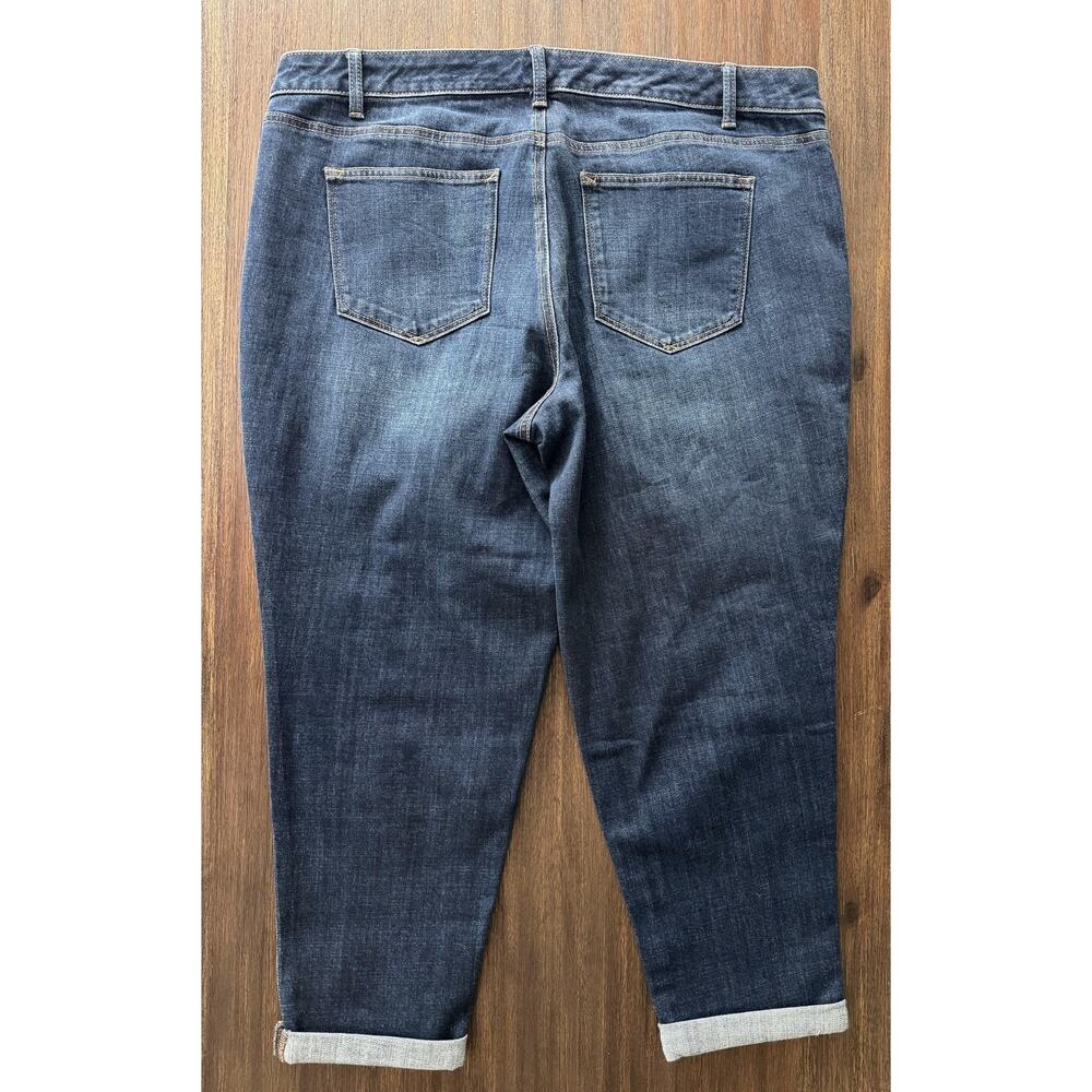Talbots Flawless Girlfriend Jeans Womens 16W Blue High Rise Cuffed Crop Stretch - Picture 4 of 8